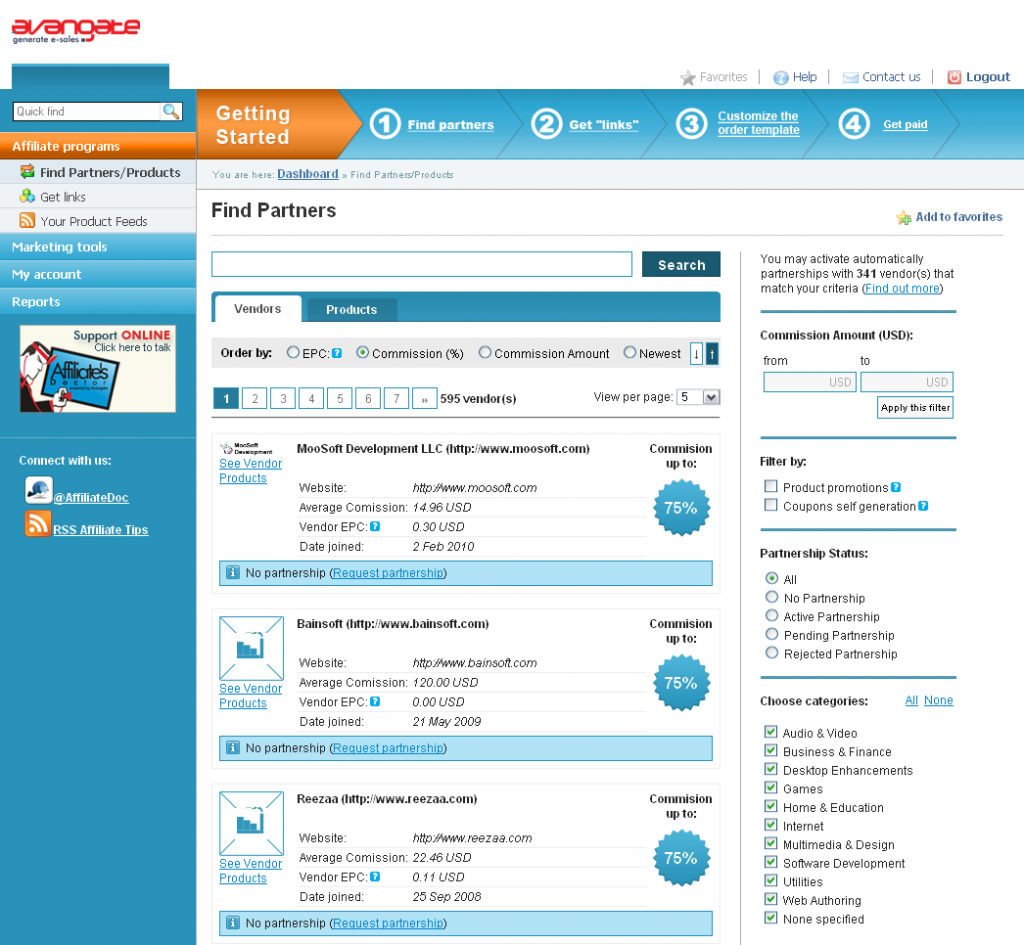 Affiliates data feeds